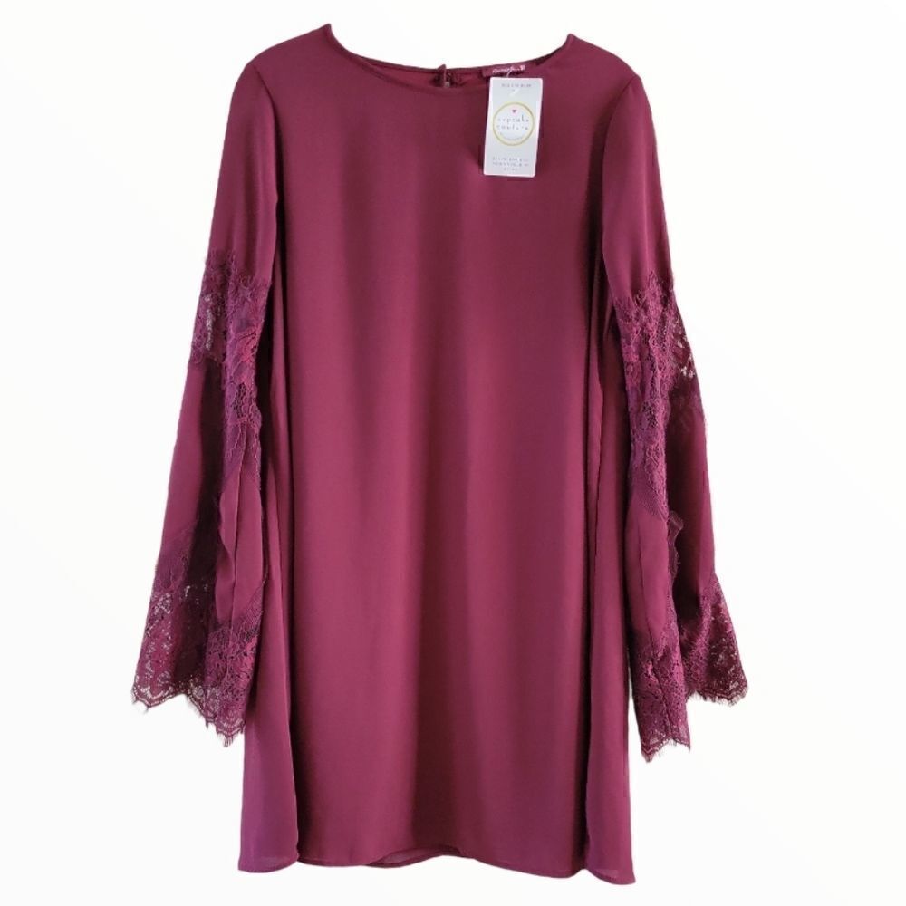 NWT CUPCAKE COUTURE "RED RED WINE" LONG SLEEVE DRESS IN OXBLOOD SZ.M